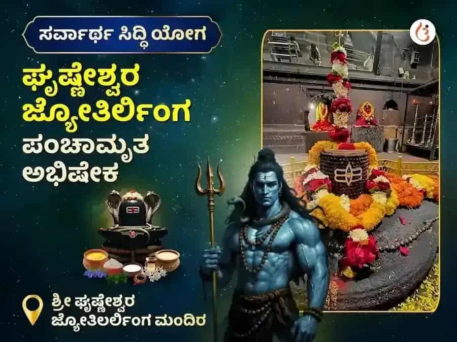 ಸರ್ವಾರ್ಥ ಸಿದ್ಧಿ ಯೋಗ ವಿಶೇಷ ಘೃಷ್ಣೇಶ್ವರ ಜ್ಯೋತಿರ್ಲಿಂಗ ಪಂಚಾಮೃತ ರುದ್ರಾಭಿಷೇಕ ಮಹಾ ಪೂಜೆ puja image 1