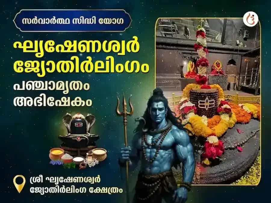 സർവാർത്ഥ സിദ്ധി യോഗ വിശേഷ് ഘൃഷ്ണേശ്വർ ജ്യോതിർലിംഗ പഞ്ചാമൃത രുദ്രാഭിഷേക മഹാപൂജ puja image 1