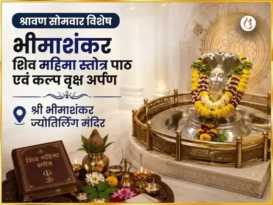 श्रावण सोमवार विशेष भीमाशंकर शिव महिमा स्तोत्र पाठ और कल्प वृक्ष अर्पण puja image 1
