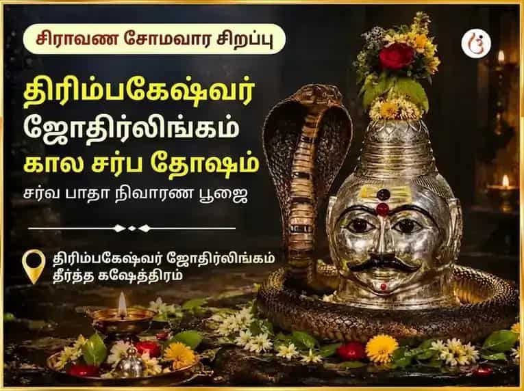 சிராவண சோமவார சிறப்பு த்ரயம்பகேஷ்வர் ஜோதிர்லிங்க கால சர்ப்ப தோஷ சர்வ பாத நிவாரண மகா பூஜை puja image 1