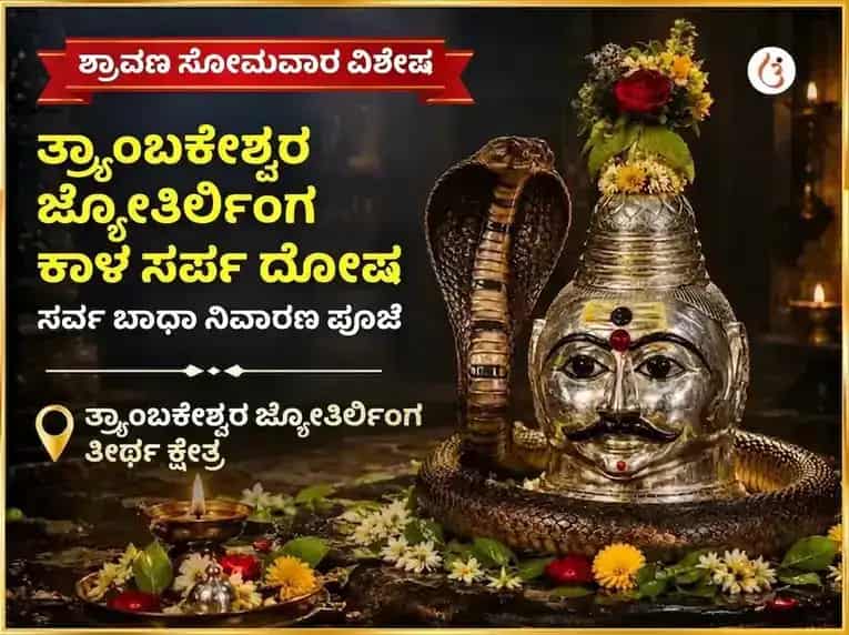 ಶ್ರಾವಣ ಸೋಮವಾರ ವಿಶೇಷ ತ್ರ್ಯಂಬಕೇಶ್ವರ ಜ್ಯೋತಿರ್ಲಿಂಗ ಕಾಳ ಸರ್ಪ ದೋಷ ಸರ್ವ ಬಾಧಾ ನಿವಾರಣ ಮಹಾ ಪೂಜೆ puja image 1