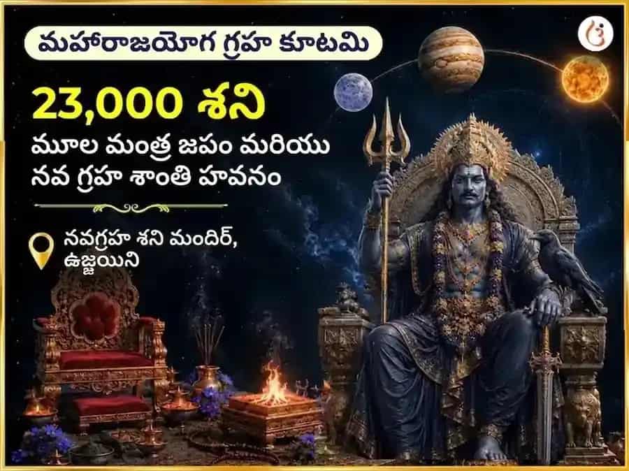 రాయల్ థ్రోన్ స్టెల్లియం గ్రాండ్ 23000 శని మూల మంత్ర జపం & నవ గ్రహ శాంతి హవనం puja image 1