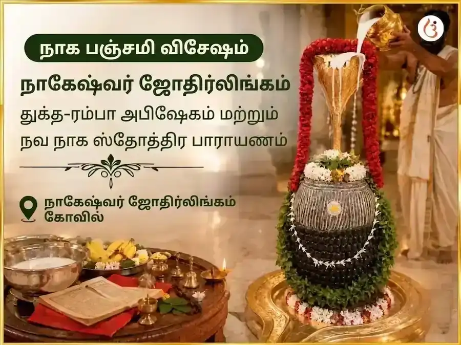 நாக பஞ்சமி விசேஷ நாகேஷ்வர் ஜோதிர்லிங்க துக்த-ரம்பா அபிஷேகம் மற்றும் நவ நாக ஸ்தோத்திர பாராயணம் puja image 1