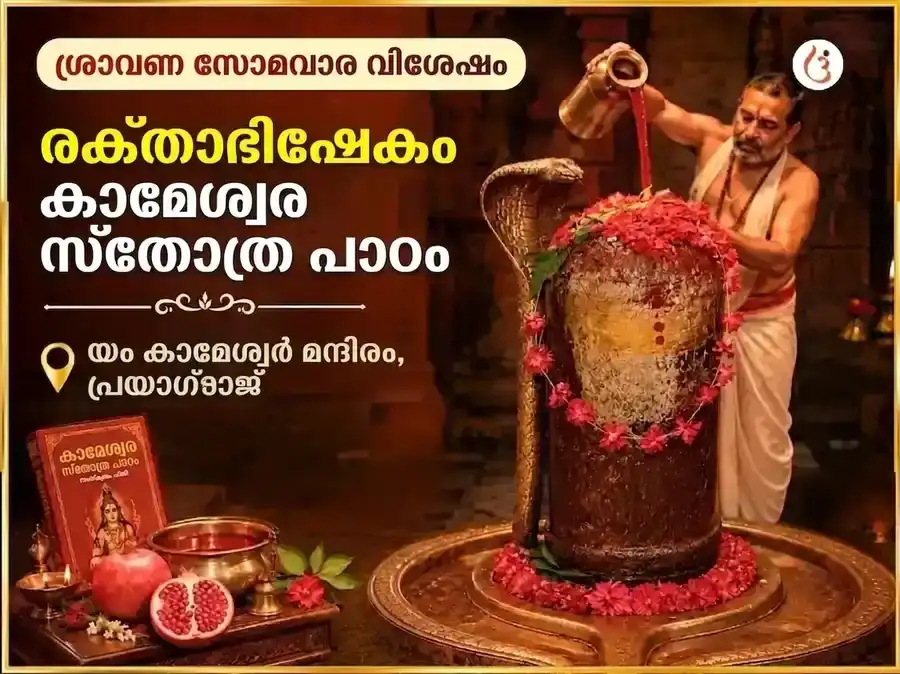 ശ്രാവണ സോമവാര വിശേഷ രക്ത അഭിഷേക് & കാമേശ്വര സ്തോത്രം പാഠ് puja image 1