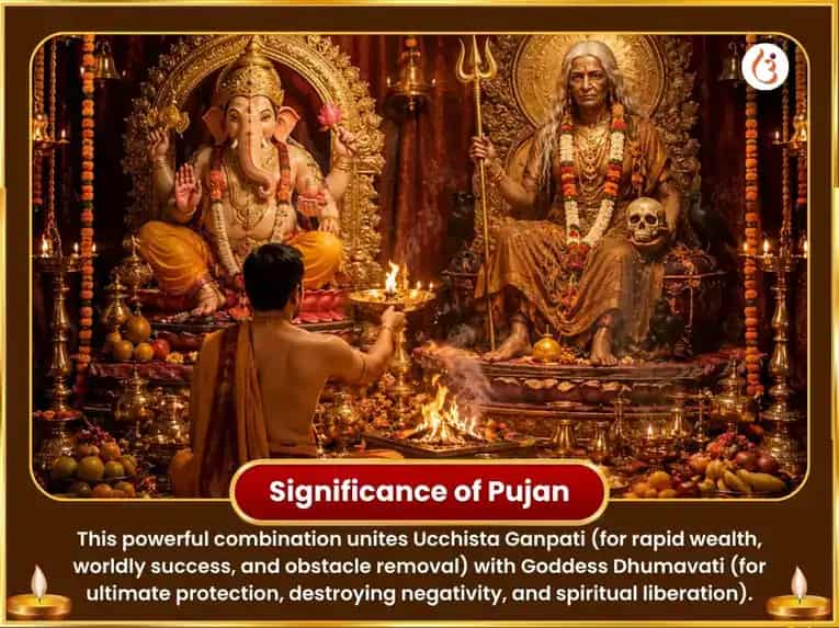 Saubhagya Dhumavati & Uchista Ganesh Saubhagya Prapti Klesh nashak Beej Mantra Jaap Sahit Ghrit Snehan Madhuras Abhishek puja gallery 5