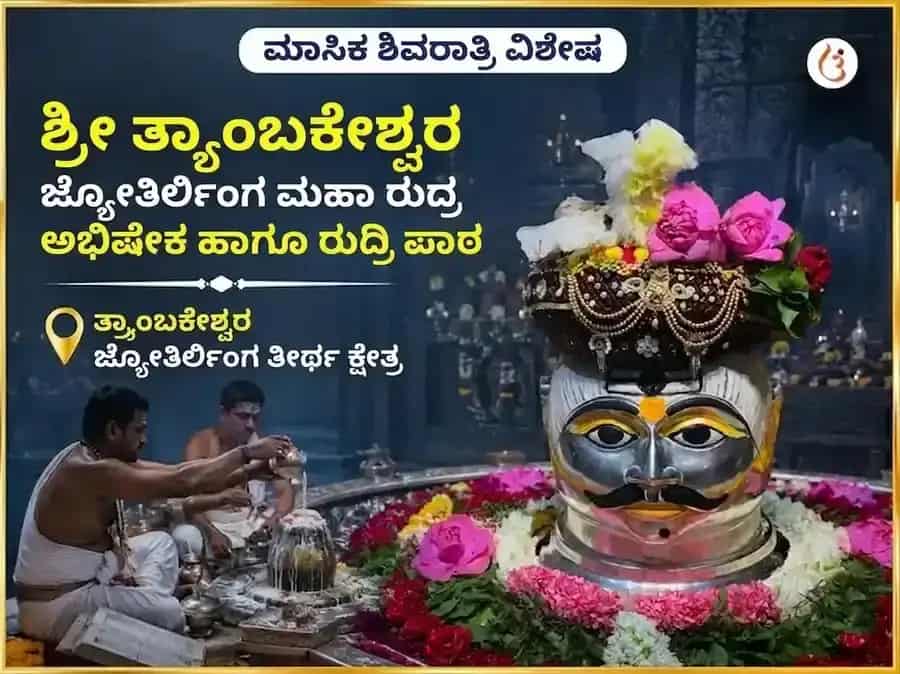 ಮಾಸಿಕ ಶಿವರಾತ್ರಿ ವಿಶೇಷ ಶ್ರೀ ತ್ರ್ಯಂಬಕೇಶ್ವರ ಜ್ಯೋತಿರ್ಲಿಂಗ ಮಹಾ ರುದ್ರ ಅಭಿಷೇಕ ಮತ್ತು ರುದ್ರಿ ಪಾಠ ಅನುಷ್ಠಾನ puja image 1