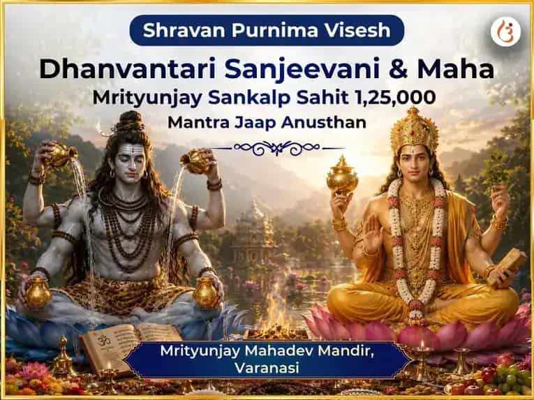 Shravan Purnima Visesh Dhanvantari Sanjeevani & Maha Mrityunjay Sankalp Sahit 1,25,000 Mantra Jaap Anusthan puja image 1