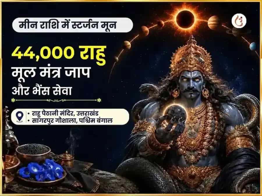 मीन राशि में स्टर्जन मून: विशेष धन विस्तार हेतु 44,000 राहु मूल मंत्र जाप एवं भैंस सेवा puja image 1