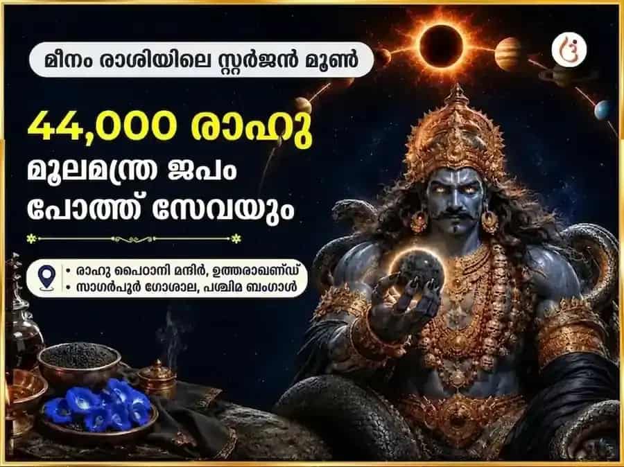 മീനരാശിയിലെ സ്റ്റർജൻ മൂൺ: പ്രത്യേക ധനസമൃദ്ധിക്ക് 44,000 രാഹു മൂലമന്ത്ര ജപവും മഹിഷ സേവയും puja image 1