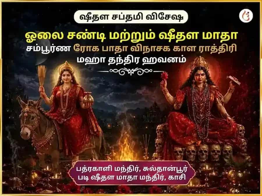 சீதளா சப்தமி விசேஷ ஓலை சண்டி & சீதளா மாதா சம்பூர்ண ரோக பாதா விநாஷக கால ராத்திரி மஹா தந்திர ஹவன் அனுஷ்டான் puja image 1