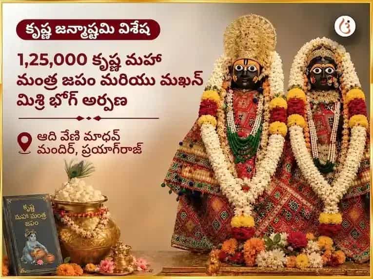 కృష్ణ జన్మాష్టమి స్పెషల్ కృష్ణ జన్మాష్టమి విశేష్ 1,25,000 కృష్ణ మహా మంత్ర జపం & మఖన్ మిశ్రి భోగ్ అర్పణ puja image 1