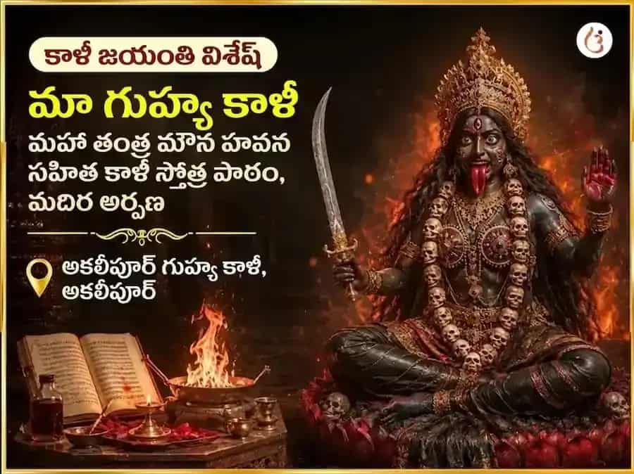 కాళీ జయంతి విశేష్ మా గుహ్య కాళీ మహా తంత్ర మహామౌన హవన సహిత కాళీ స్తోత్ర పఠనం & మదిర అర్పణ puja image 1