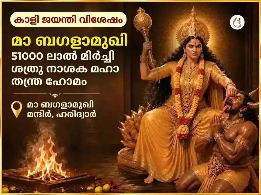 കാളി ജയന്തി വിശേഷ് മാ ബഗളാമുഖി 51000 ലാൽ മിർച്ചി ശത്രു നാശക് മഹാ തന്ത്ര ഹവൻ puja image 1