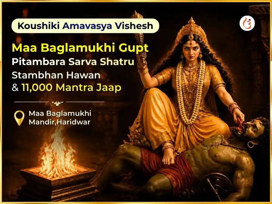 Koushiki Amawsya Vishesh Maa Baglamukhi Gupt Pitambara Sarva Shatru Stambhan Mahatantra Hawan & 11,000 Mantra Jaap puja image 1