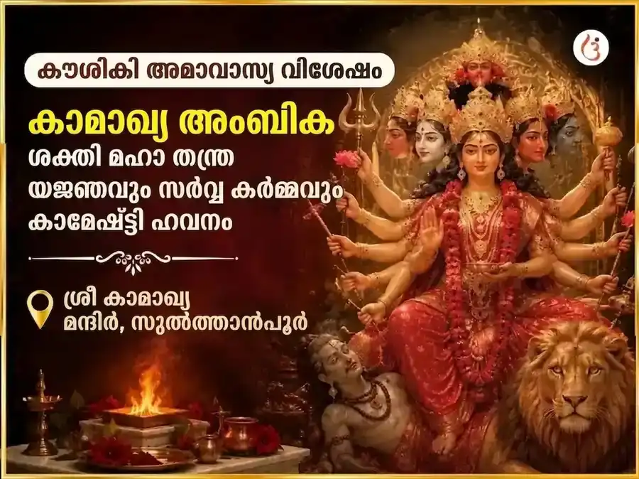 കൗശികി അമാവാസി വിശേഷ് കാമാഖ്യ അംബിക ശക്തി മഹാ തന്ത്ര യജ്ഞവും സർവ്വ കർമ്മ കാമേഷ്ടി ഹവനവും puja image 1
