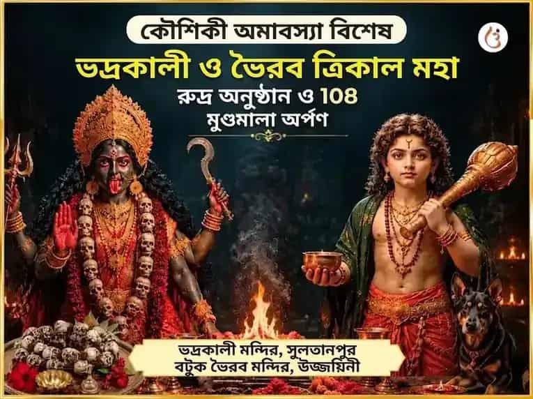 কৌশিকী অমাবস্যা বিশেষ ভদ্রকালী ও ভৈরব ত্রিকাল মহারুদ্র অনুষ্ঠান ও 108 মুণ্ডমালা অর্পণ puja image 1