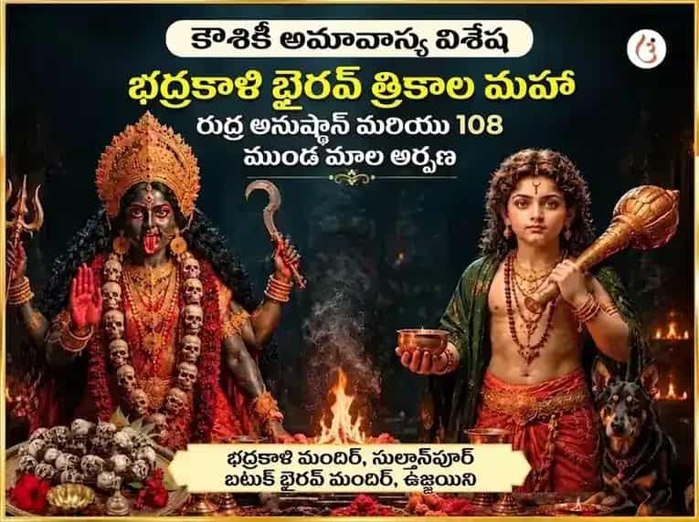 కౌశికీ అమావాస్య విశేష్ భద్రకాళి & భైరవ్ త్రికాల మహా రుద్ర అనుష్ఠాన్ & 108 ముండ మాల అర్పణ puja image 1