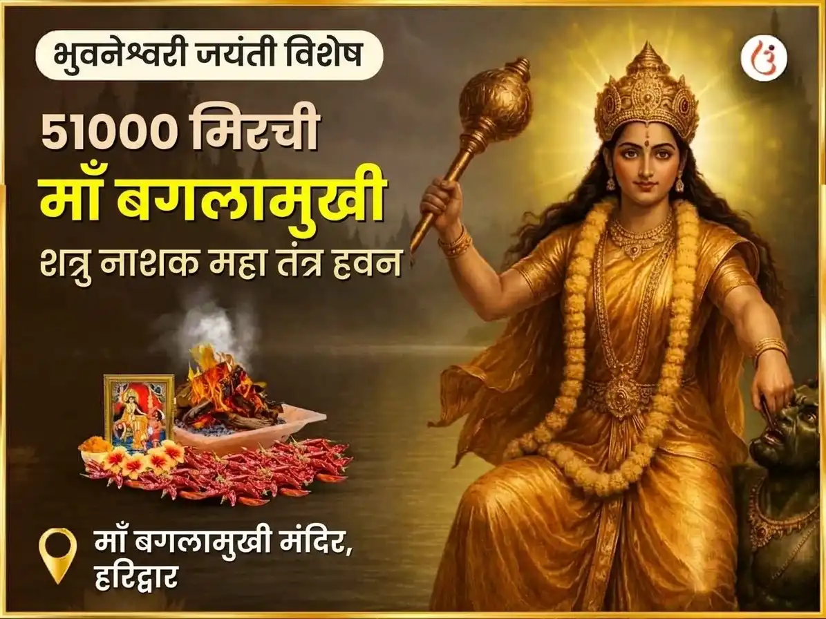 भुवनेश्वरी जयंती विशेष 51000 मिरची माँ बगलामुखी शत्रु नाशक महा तंत्र हवन puja image 1