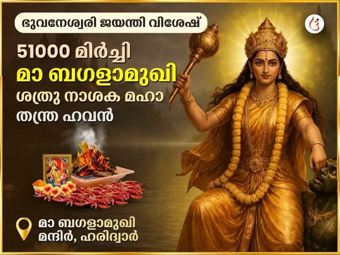 ഭുവനേശ്വരി ജയന്തി വിശേഷ് 51000 മിർച്ചി മാ ബഗളാമുഖി ശത്രു നാശക് മഹാ തന്ത്ര ഹവൻ puja image 1