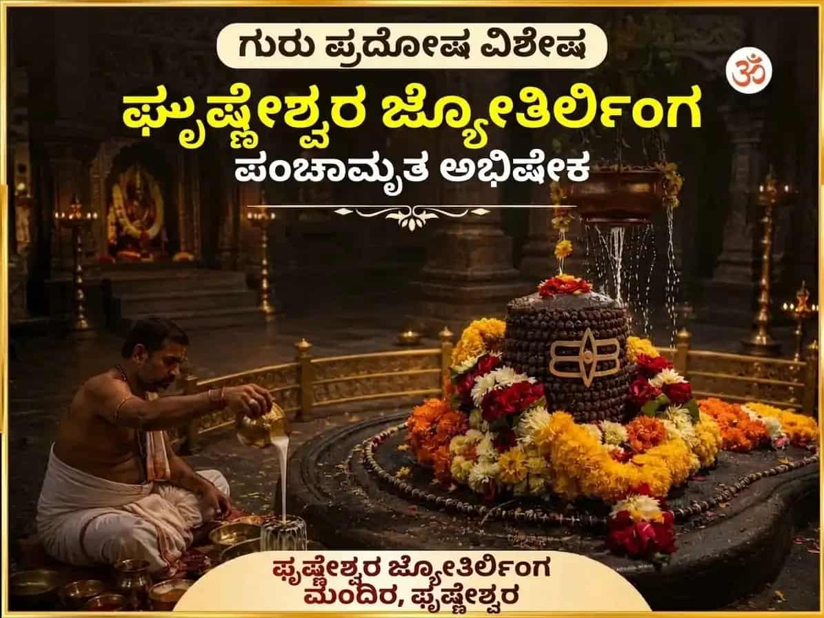 ಗುರು ಪ್ರದೋಷ ವಿಶೇಷ ಗೃಷ್ಣೇಶ್ವರ ಜ್ಯೋತಿರ್ಲಿಂಗ ಪಂಚಾಮೃತ ಅಭಿಷೇಕ puja image 1