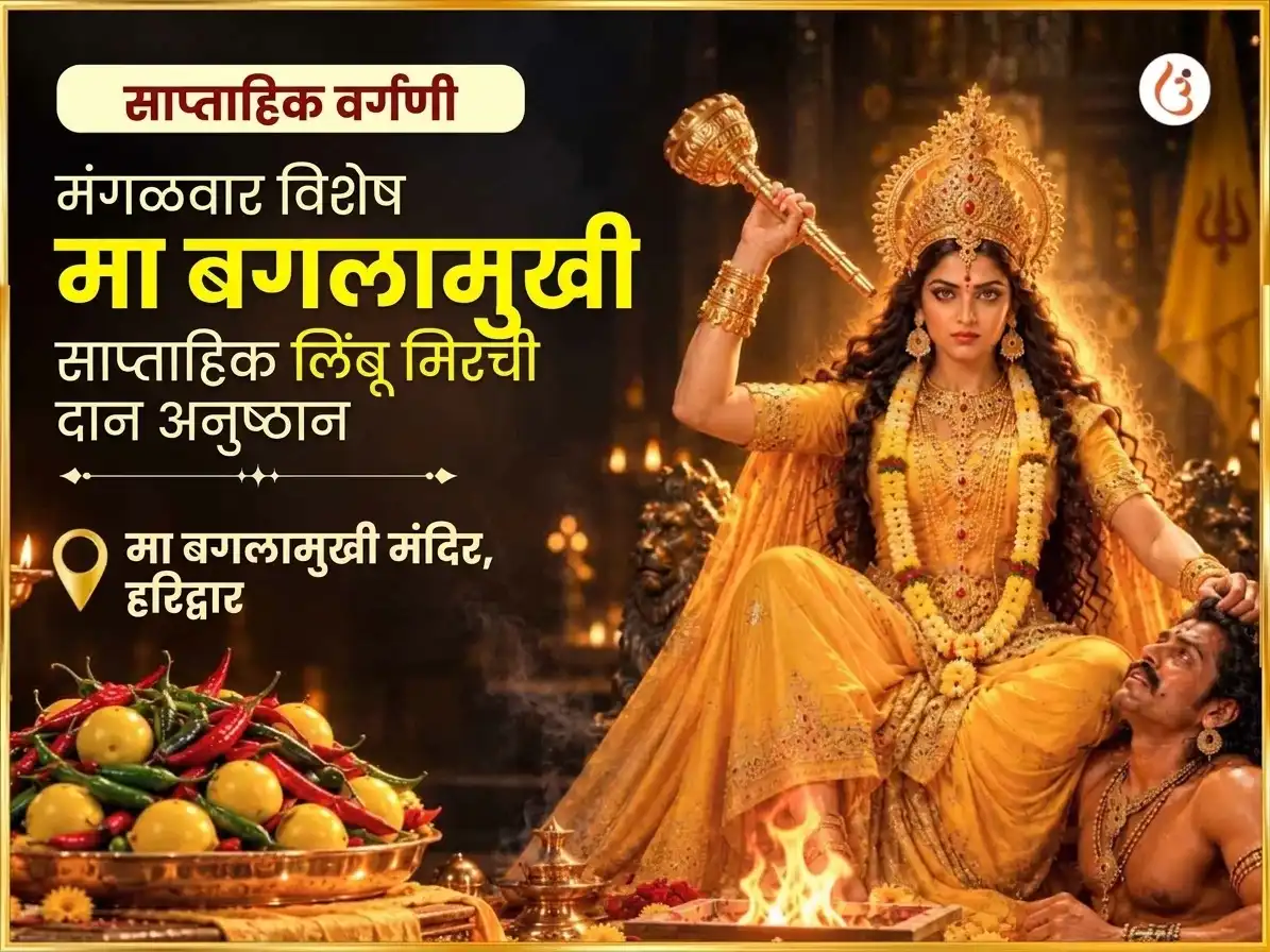 मंगळवार विशेष माँ बगलामुखी साप्ताहिक लिंबू मिरची दान puja image 1