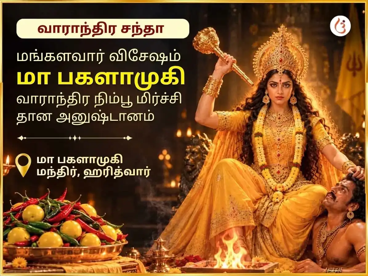 செவ்வாய் விசேஷ மா பக்ளாமுகி வாராந்திர எலுமிச்சை மிளகாய் தானம் puja image 1