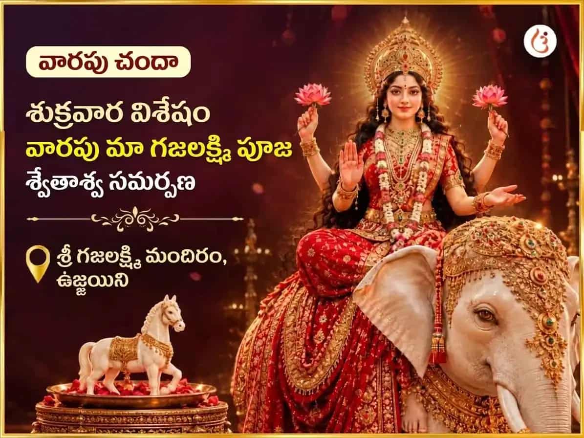 శుక్రవార విశేష్ మా గజలక్ష్మి వారపు శ్వేత అశ్వ అర్పణ సేవ puja image 1