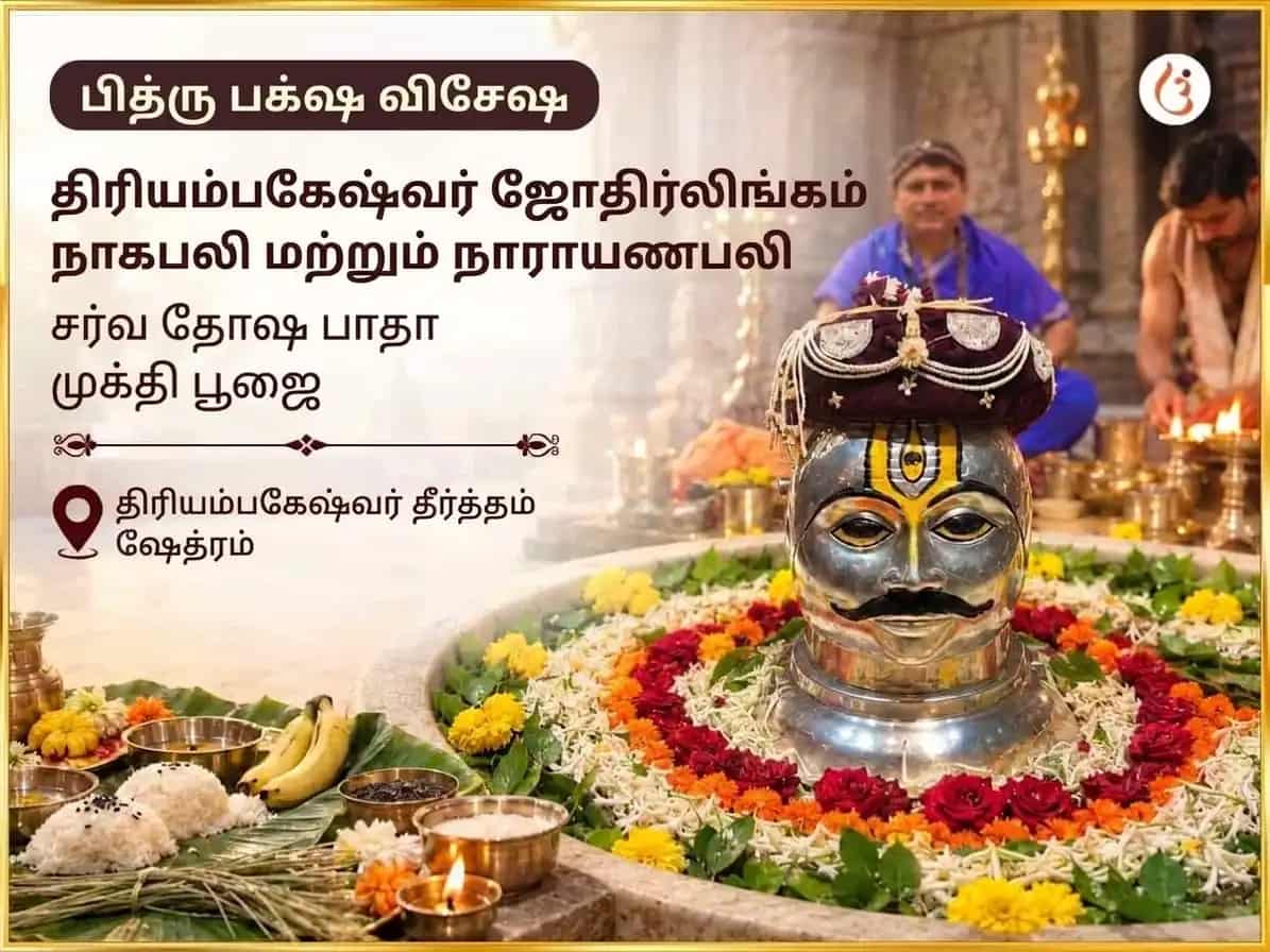 பித்ரு பக்ஷ விசேஷ த்ரயம்பகேஷ்வர் ஜ்யோதிர்லிங்க நாகபலி & நாராயணபலி சர்வ தோஷ பாதா முக்தி பூஜை puja image 1