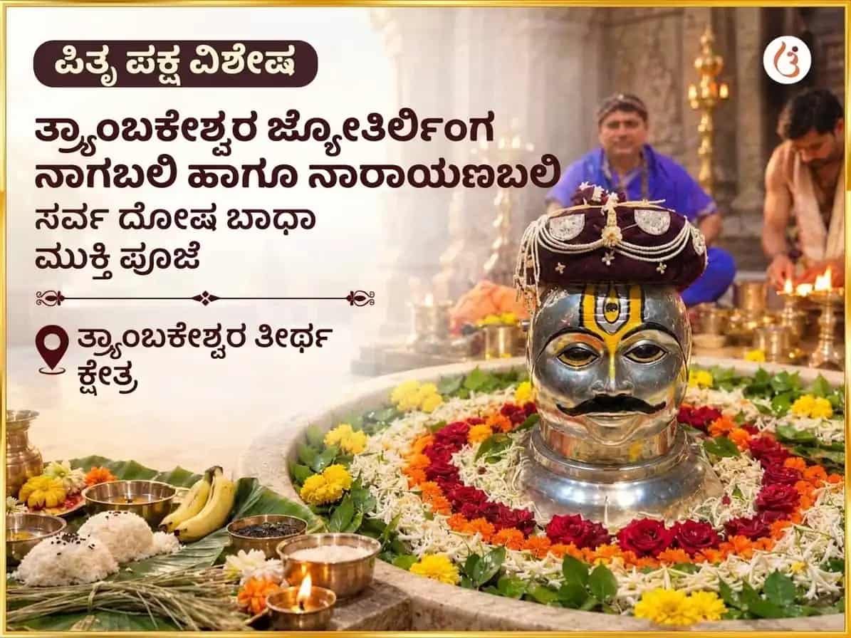 ಪಿತೃ ಪಕ್ಷ ವಿಶೇಷ ತ್ರಯಂಬಕೇಶ್ವರ ಜ್ಯೋತಿರ್ಲಿಂಗ ನಾಗಬಲಿ ಮತ್ತು ನಾರಾಯಣಬಲಿ ಸರ್ವ ದೋಷ ಬಾಧಾ ಮುಕ್ತಿ ಪೂಜೆ puja image 1