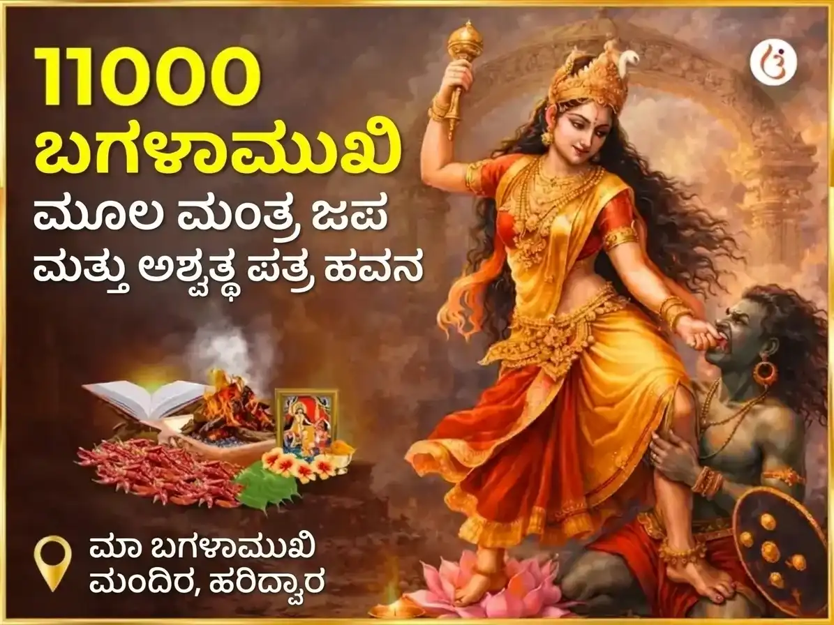 ಅಶ್ವಿನ್ ಕಾಲಾಷ್ಟಮಿ ವಿಶೇಷ ಬಗಲಾಮುಖಿ 11000 ಮೂಲ ಮಂತ್ರ ಜಪ ಮತ್ತು ಪೀಪಲ್ ಪತ್ರ ಹವನ puja image 1