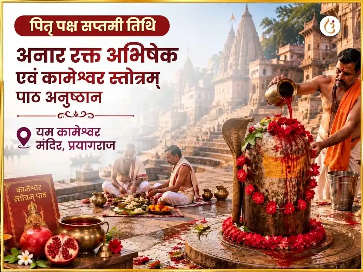 पितृ पक्ष सप्तमी तिथि विशेष अनार रक्त अभिषेक एवं कामेश्वर स्तोत्रम पाठ puja image 1
