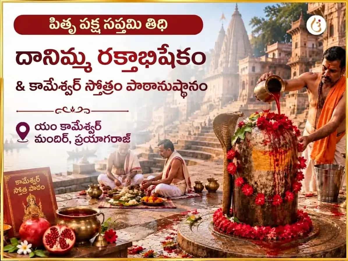 పితృ పక్ష సప్తమి తిథి విశేష్ అనార్ రక్త్ అభిషేక్ ఏవం కామేశ్వర్ స్తోత్రం పాఠ్ puja image 1