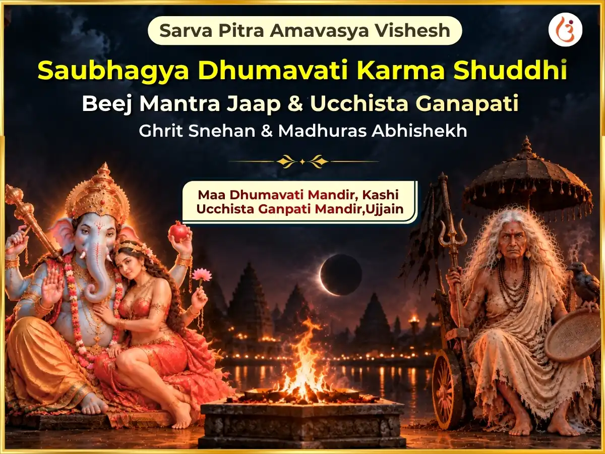 Sarva Pitra Amawsya  Vishesh Saubhagya Dhumavati Saubhagya Prapti Karma Shuddhi Beej Mantra Jaap & Ucchista Ganapati Ghrit Snehan aivam Madhuras Abhishekh  puja image 1
