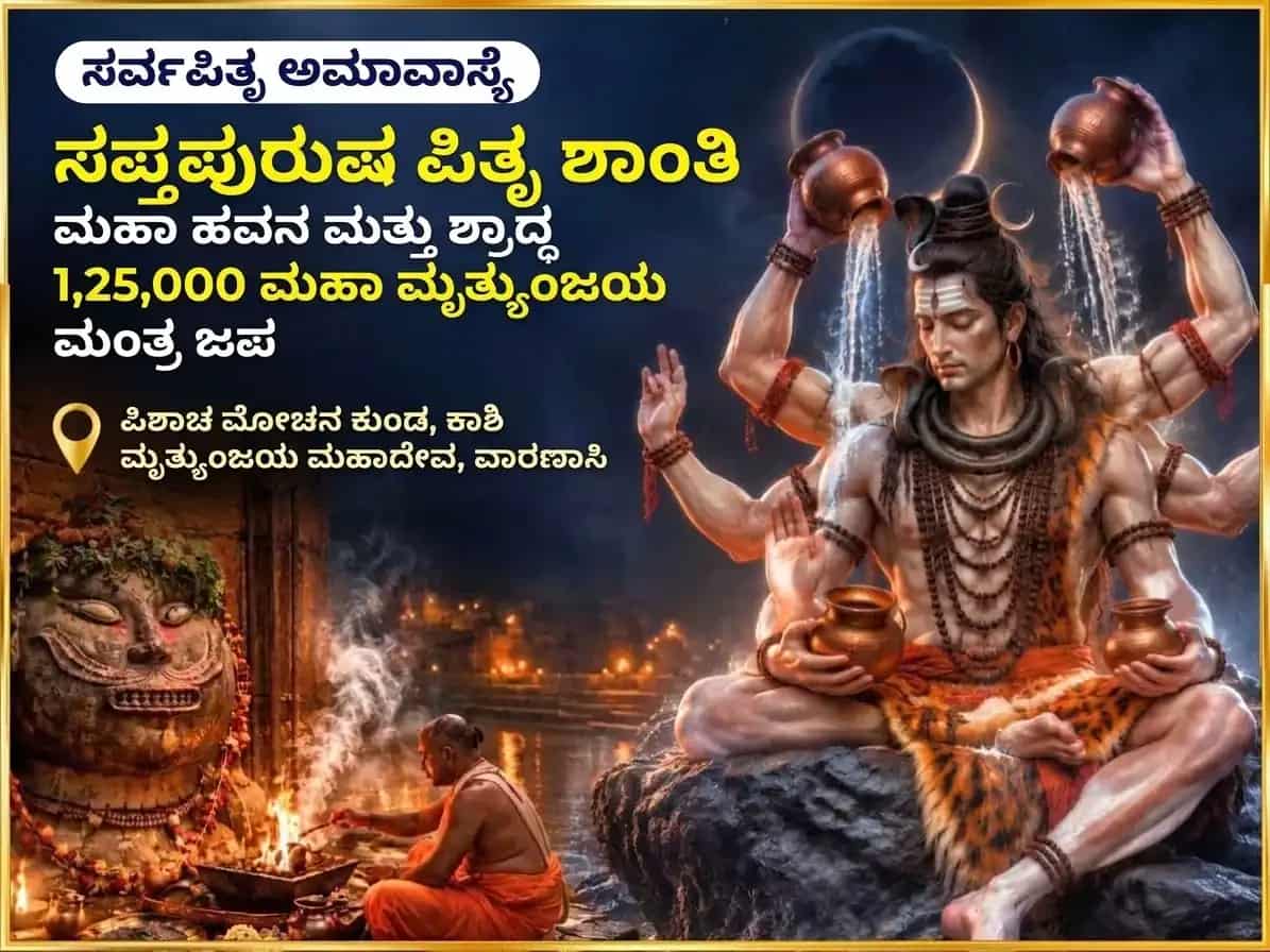 ಸರ್ವ ಪಿತೃ ಅಮಾವಾಸ್ಯೆ ವಿಶೇಷ ಪಿಶಾಚ ಮೋಚನ ಕುಂಡ ಪಿತೃ ಶಾಂತಿ ಕರ್ಮ ಶುದ್ಧಿ ಶ್ರಾದ್ಧ ಮತ್ತು 1,25,000 ಮಹಾಮೃತ್ಯುಂಜಯ ಮಂತ್ರ ಜಾಪ puja image 1
