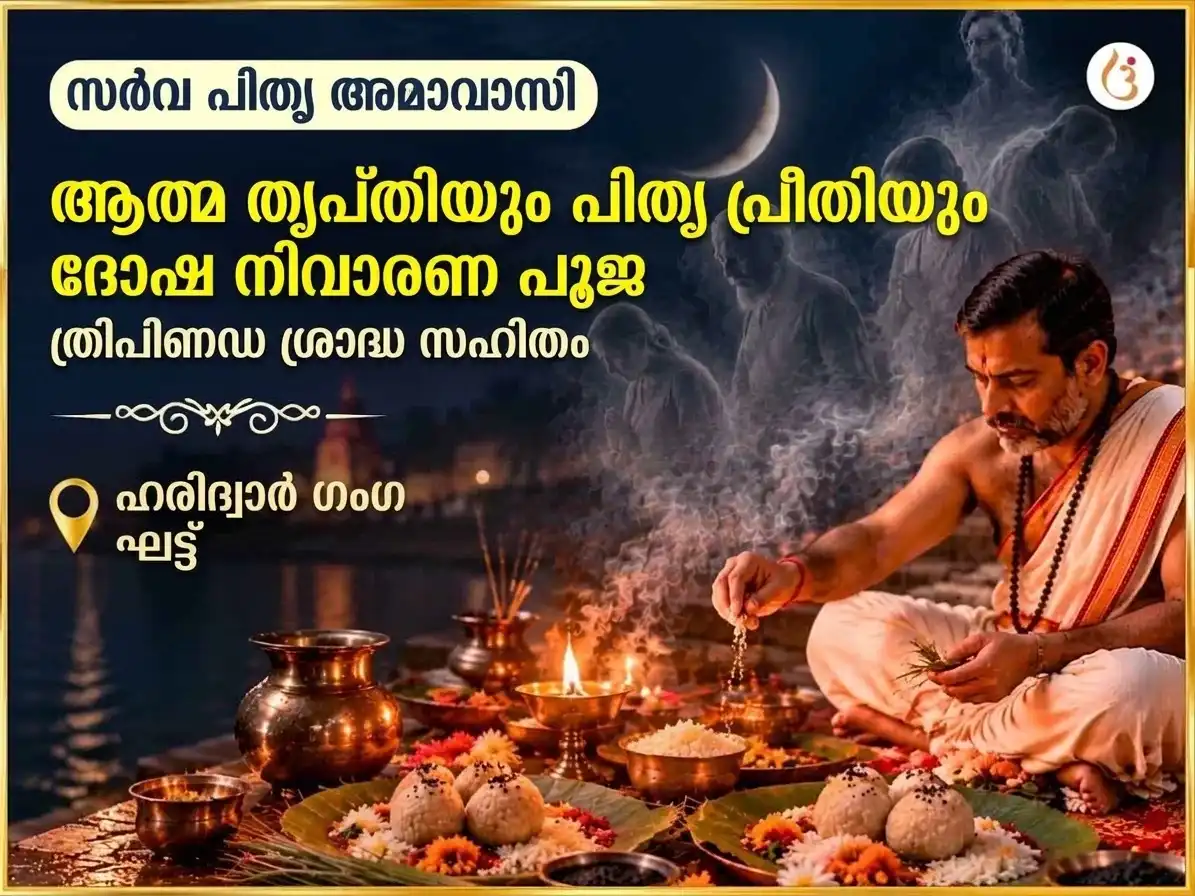 സർവ്വ പിതൃ അമാവാസി വിശേഷ ആത്മ തൃപ്തിയും പിതൃ ദോഷ നിവാരണ പൂജയും സഹിതം ത്രിപിണ്ഡി ശ്രാദ്ധം puja image 1