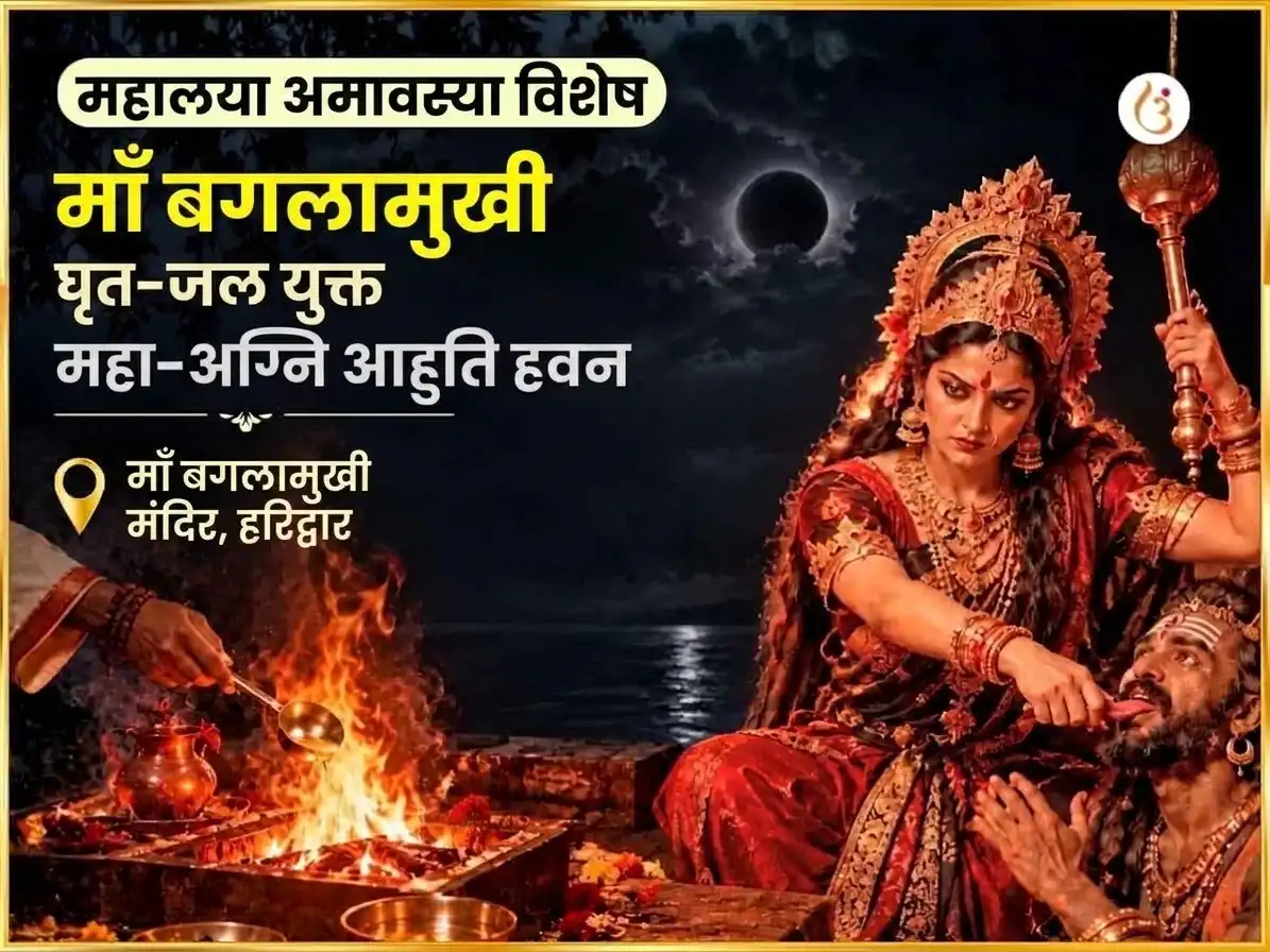 महालया अमावस्या विशेष माँ बगलामुखी घृत-जल युक्त महा-अग्नि आहुति हवन puja image 1