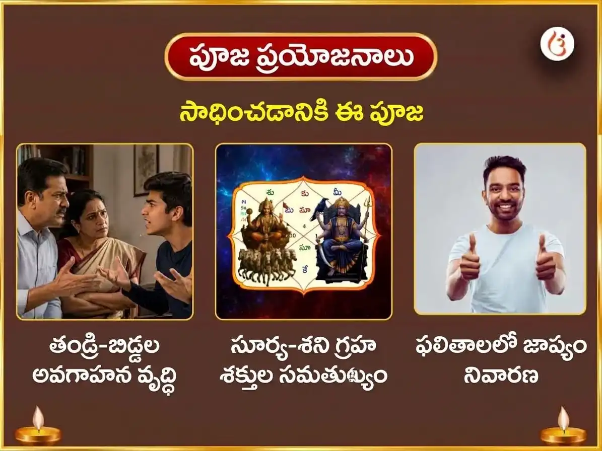 అరుదైన 1:1 విశేష పోర్టల్ 10000 సూర్య మూల మంత్ర సహిత 100 లోటాల జల అర్ఘ్య అర్పణ మరియు 23000 శని మూల మంత్ర జపం puja gallery 1