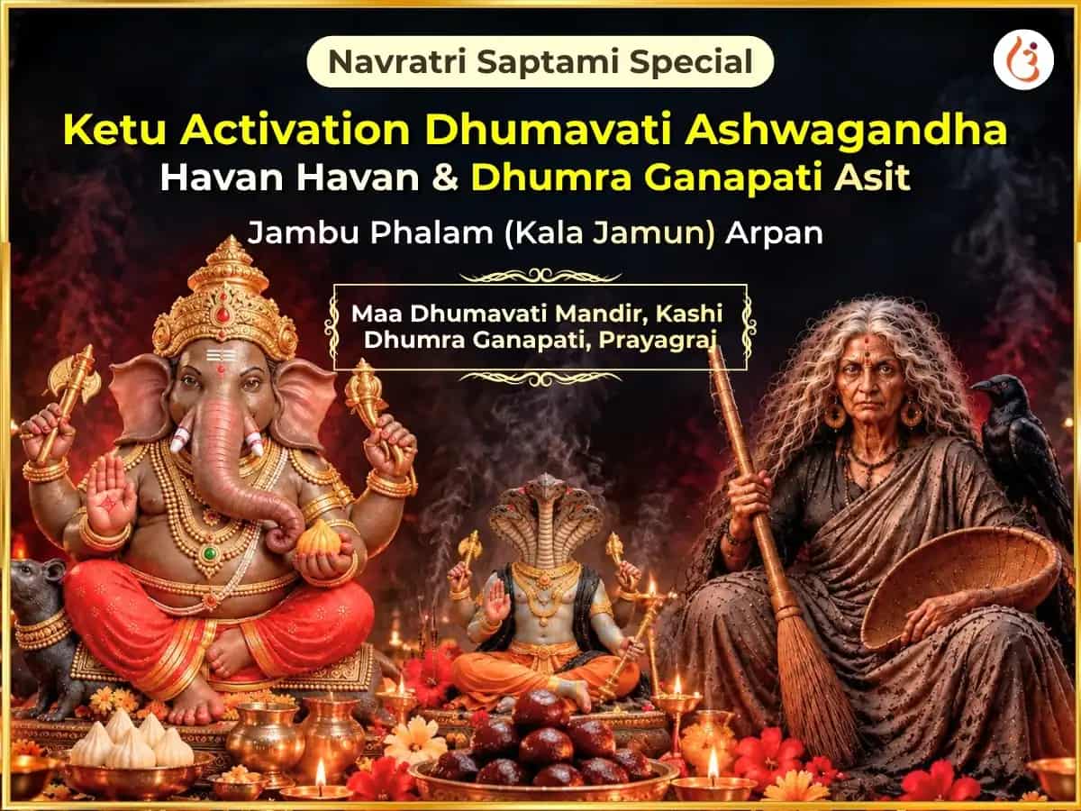 Navratri Saptami Special Ketu Activation Dhumavati Ashwagandha Havan & Dhumra Ganapati Asit Jambu Phalam (Kala Jamun) Arpan  puja image 1