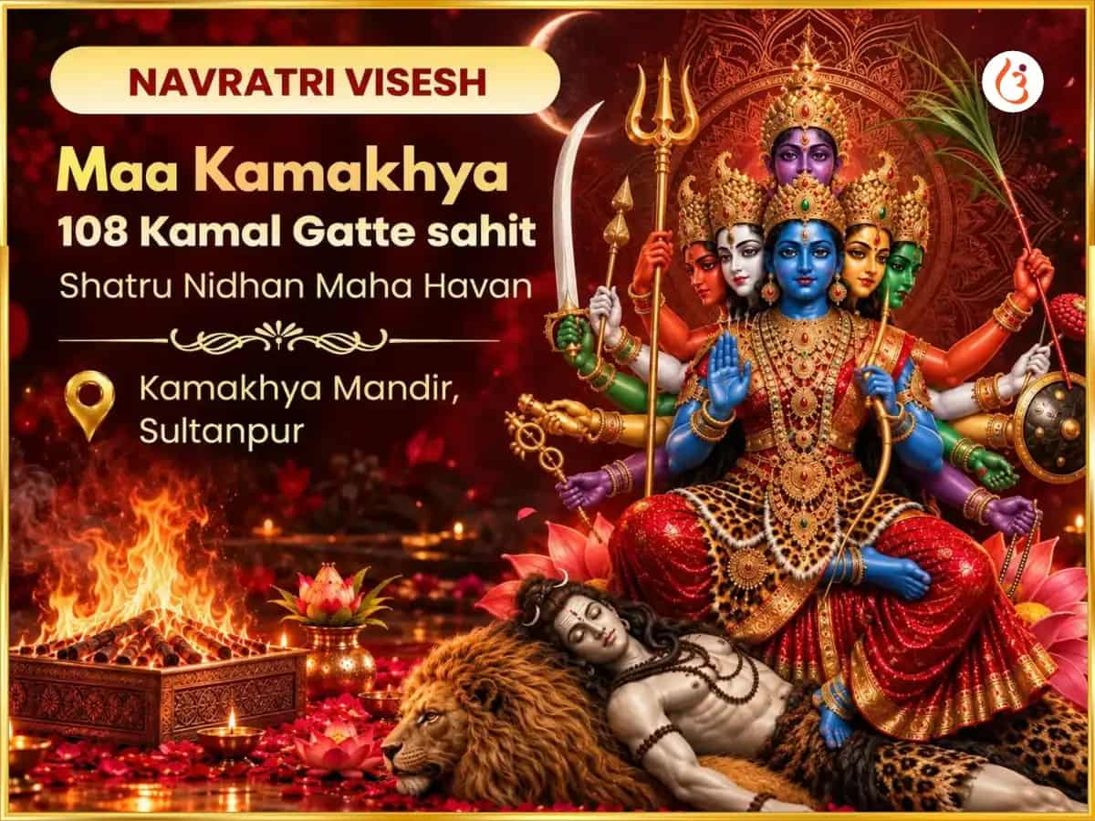 Navratri Visesh Maa Kamakhya 108 Kamal Gatte sahit Shatru Nidhan Maha Havan puja image 1