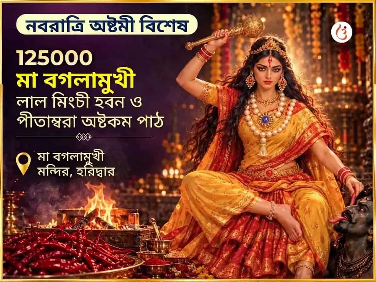 নবরাত্রি বিশেষ 125000 মা বগলামুখী লাল मिरची হবন ও পীতাম্বরা অষ্টকম পাঠ puja image 1
