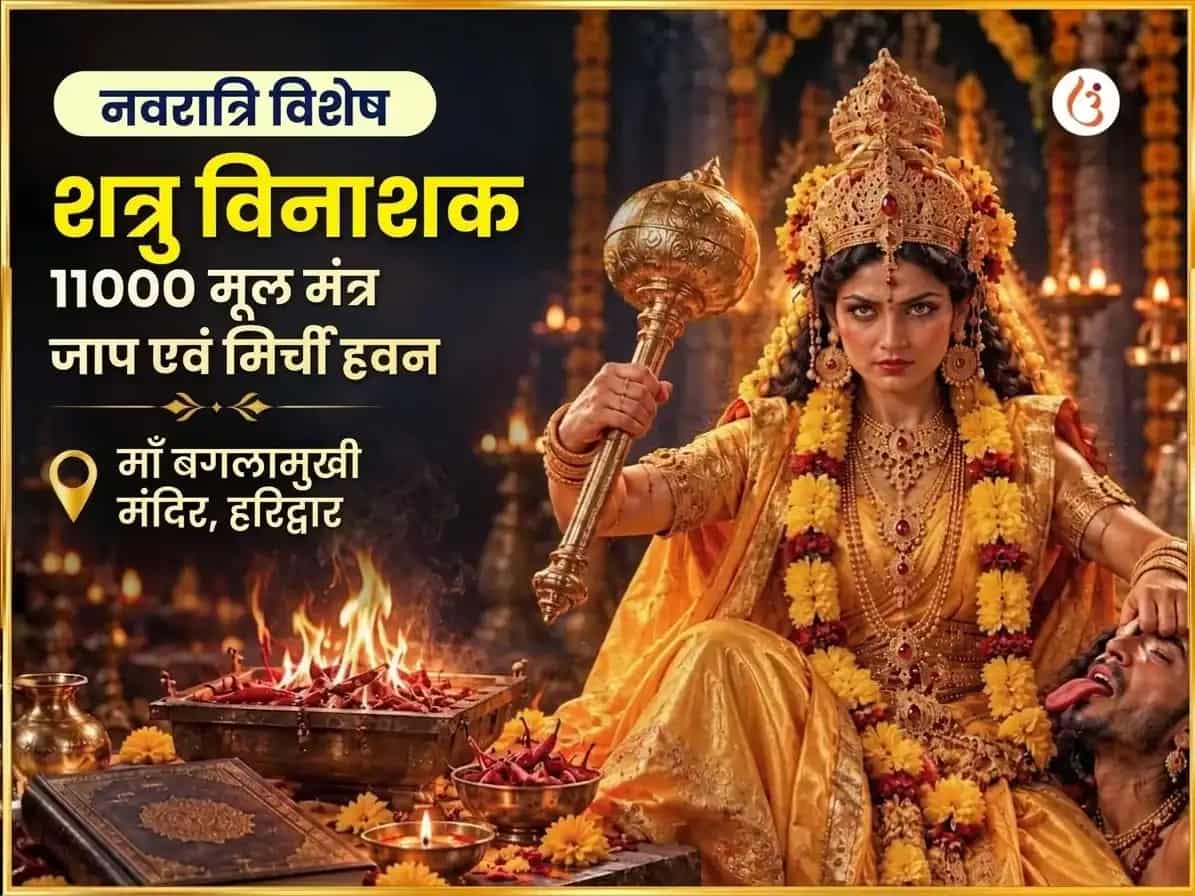 नवरात्रि विशेष शत्रुविनाशक 11000 मूल मंत्र जाप महापूजा और मिर्ची हवन puja image 1