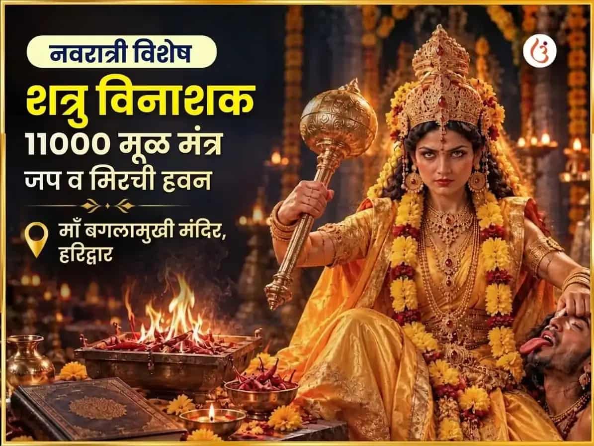नवरात्री विशेष शत्रुविनाशक 11000 मूळ मंत्र जाप महापूजा आणि मिर्ची हवन puja image 1