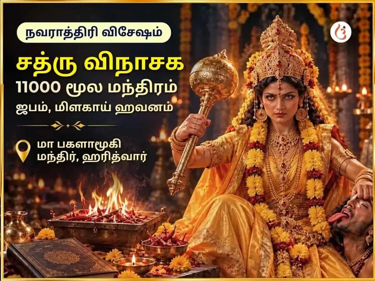 நவராத்திரி விசேஷ சத்ருவிநாசக 11000 மூல மந்திர ஜப மகாபூஜை மற்றும் மிர்ச்சி ஹவன் puja image 1