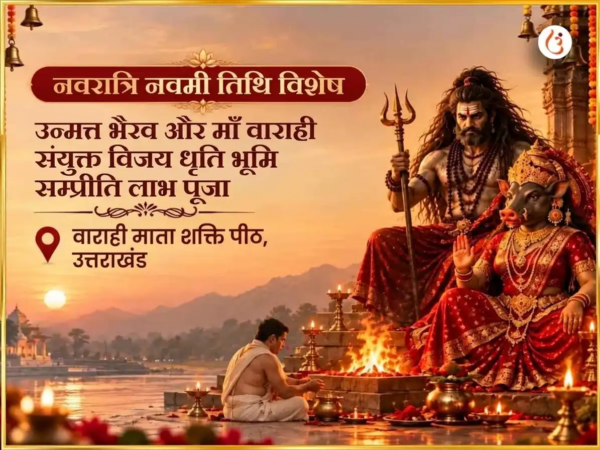 नवरात्रि नवमी तिथि विशेष उन्मत्त भैरव एवं माँ वाराही संयुक्त विजय धृति भूमि सम्प्रीति लाभ पूजा puja image 1