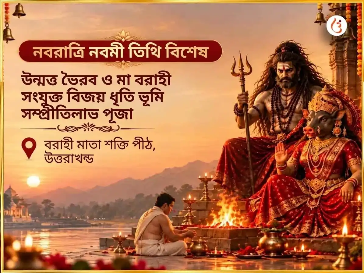 নবরাত্রি নবমী তিথি বিশেষ উন্মত্ত ভৈরব ও মা বারাহী সংযুক্ত বিজয় ধৃতি ভূমি সম্প্রীতি লাভ পূজা puja image 1