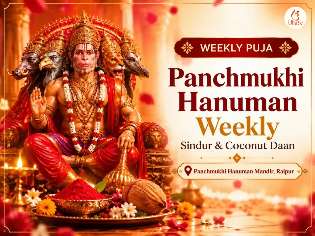 Mangalvar Vishesh Panchmukhi Hanuman Weekly Seva Anusthan (Sindur + Coconut Daan)  puja image 1