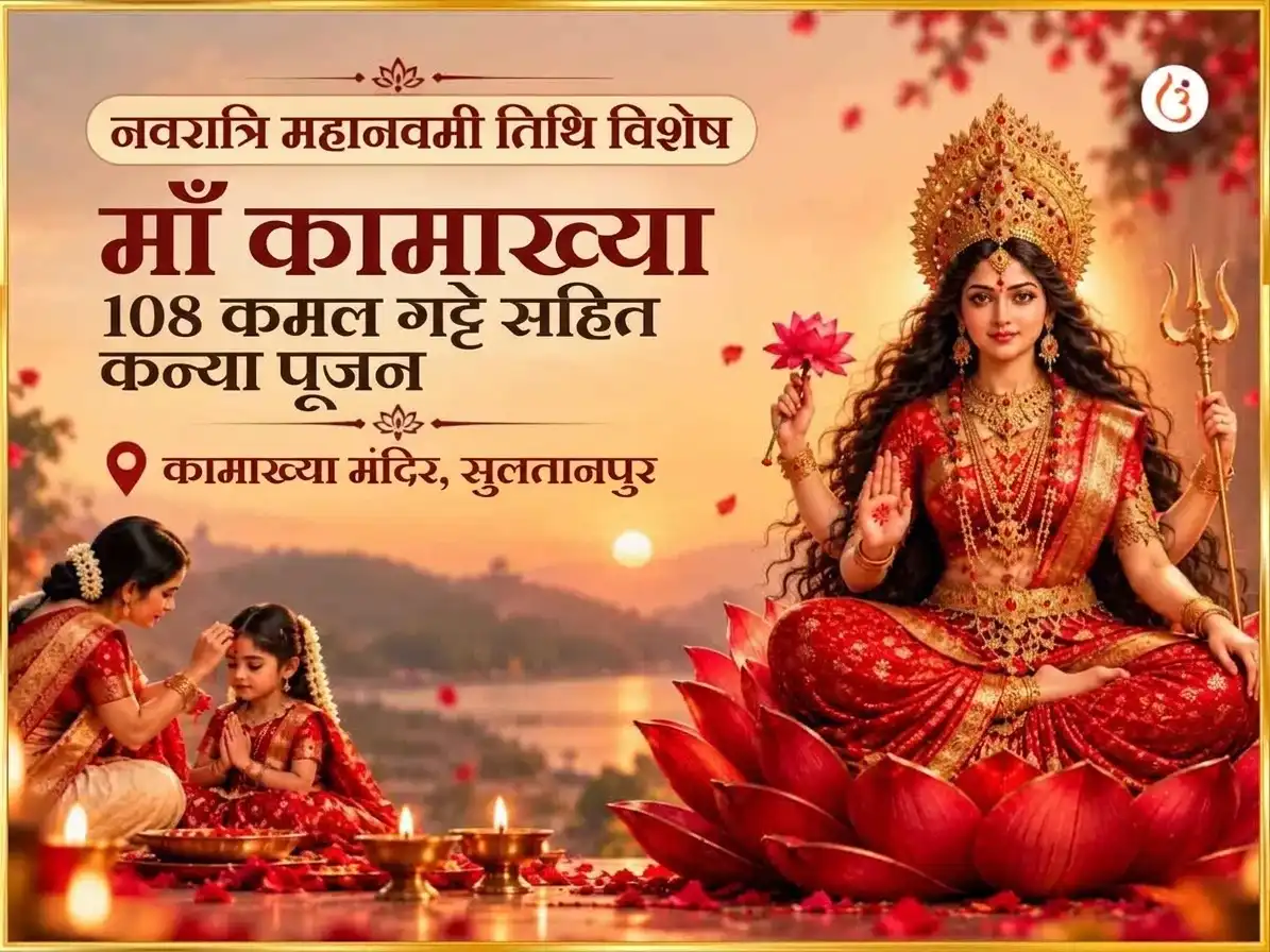 नवरात्रि महानवमी तिथि विशेष 108 कमल गट्टे सहित कन्या पूजन puja image 1