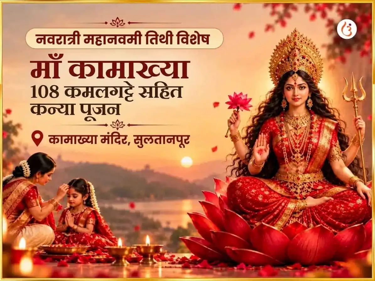 नवरात्री महानवमी तिथी विशेष 108 कमलगट्टे सहित कन्या पूजन puja image 1