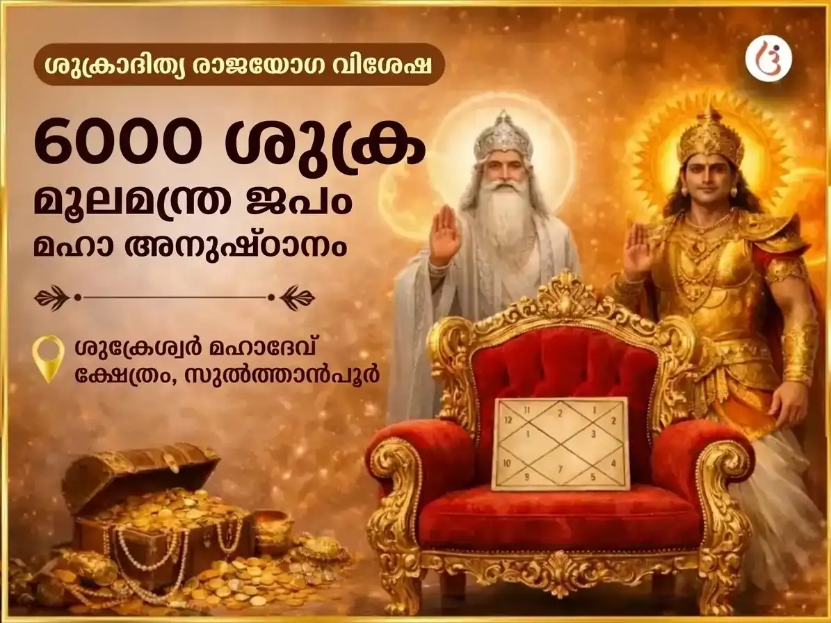 ശുക്രാദിത്യ രാജയോഗ വിശേഷ് 6000 ശുക്ര മൂല മന്ത്ര ജപ മഹാ അനുഷ്ഠാൻ puja image 1