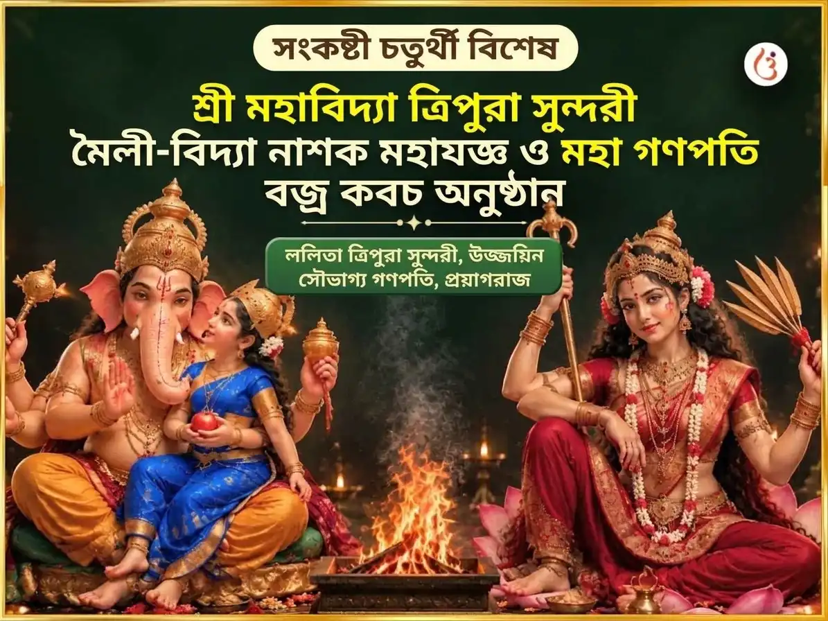 সংকষ্টী চতুর্থী বিশেষ শ্রী মহাবিদ্যা ত্রিপুরা সুন্দরী মৈলী-বিদ্যা নাশক মহাযজ্ঞ এবং মহা গণপতি মহা বজ্র কবচ অনুষ্ঠান puja image 1